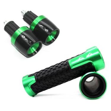 Imagem de 22 mm 7/20.3 cm Punhos de mão de borracha para guidão Tampas de extremidade de barra de alavanca para motocicleta compatível com FZ6 FA&zer FAZER600 FZ6S FZ6N FZ6S2 FZ6 (verde)