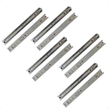 Imagem de 10 corrediças telescópicas 25cm gaveta trilho zinca. 5 pares