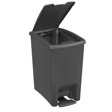 Imagem de Lixeira Com Pedal Tampa Click Dupla Abertura Preta 10L Astra