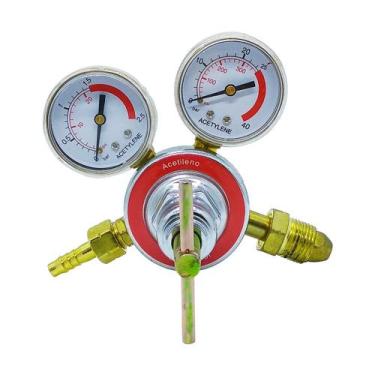 Imagem de Regulador Pressão Cilindro Gás Acetileno 2 Manômetros Solda Corte Oxic