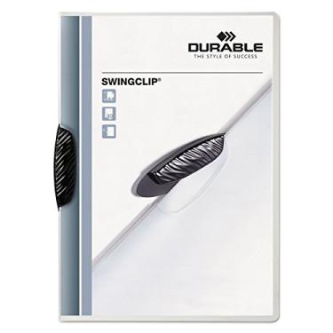Imagem de Durable Capa de relatório transparente SwingClip, clipe de balanço, 21 x 28 cm, clipe preto, 25/caixa