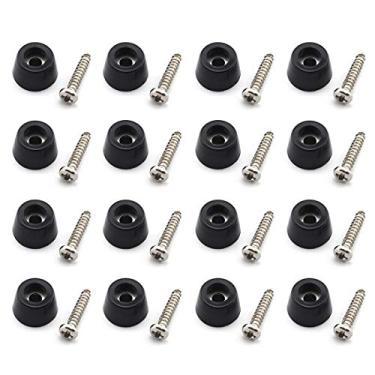 Imagem de Pacote com 16 pés de borracha SDTC Tech com arruela de aço inoxidável integrada, almofadas de móveis redondas antiderrapantes com parafusos correspondentes para tábua de corte, eletrônicos, amplificadores, armários, cadeiras, etc. - Preto, 15X12X8 mm