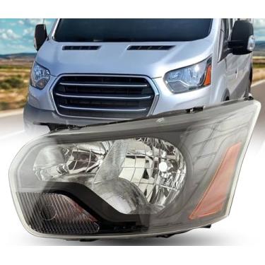 Imagem de Conjunto de farol compatível com Ford Transit 2014-2023 150 250 350 farol de halogênio com lâmpadas preta caixa esquerda/lado do motorista