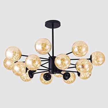 Imagem de Lustres de cristal de luxo, lustre preto LED Lustre industrial Luminárias de teto modernas de meados do século Luminária de teto suspensa Gypsophila