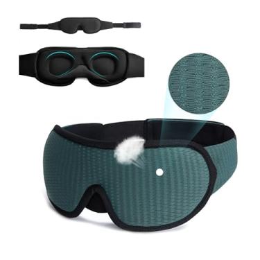 Imagem de Máscara De Dormir 3D Acolchoada Tapa Olhos Bloqueia 100% A Luz Com Alça Ajustável Para Insônia Enxaqueca Viagem - ECOMLAR® (VERDE)