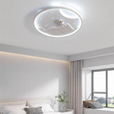 Imagem de Luminária de teto LED para quarto infantil, luminária de teto moderna, criativa, astronauta, regulável, com controle remoto, lustre, quarto de meninos, quarto de meninas, desenho animado, il