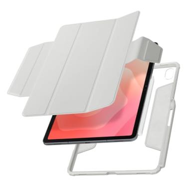 Imagem de Spigen Capa magnética removível Air Skin Pro para Galaxy Tab S11 (2025), com parte traseira transparente transparente e suporte para lápis, cinza