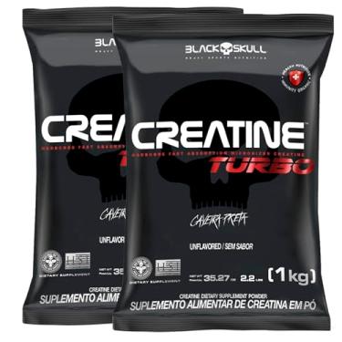 Imagem de Kit 2x Creatina Monohidratada Turbo 1Kg Cada BlackSkull Caveira Força