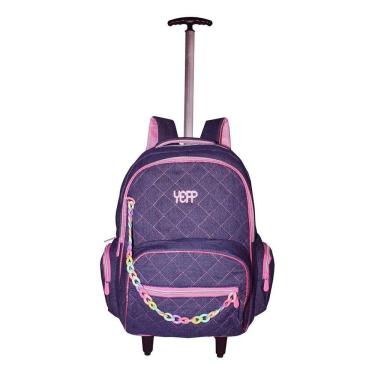 Imagem de Mochila Infantil Yeep Jeans Meninas Rodinhas Escolar Cordinh