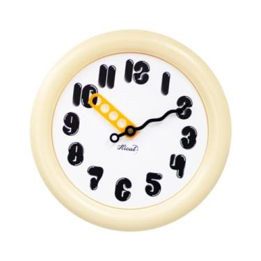 Imagem de WeiLaiKeQi Relógio de parede nórdico decorativo de 12 polegadas, relógio de arte redondo estético, ornamento para cozinha, casa, sala de jantar, estudo, Número Preto Amarelo