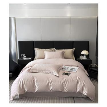 Imagem de Jogo de lençol Queen King com elástico azul escuro abstrato 100% algodão jacquard (rosa Ru Europa)