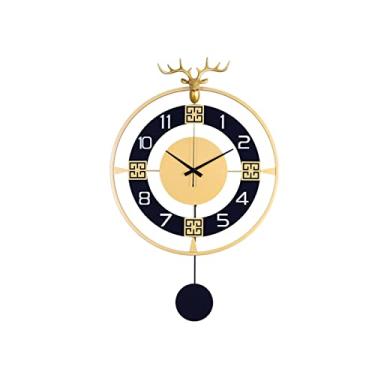 Imagem de Relógio de parede/relógios de parede relógios de parede modernos de metal cabeça de veado relógio de parede quarto sala de estar corredor decoração relógio balanço escritório sala de jantar relógios