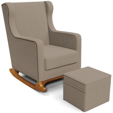 Imagem de Poltrona de Amamentação com Balanço e Puff Mavie L02 Bouclê Bege - Lyam Decor