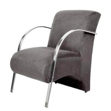 Imagem de Poltrona Decorativa Predoli Braço de Alumínio Suede, Recepção, Sala, Q