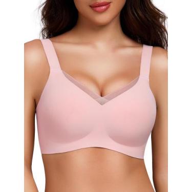 Imagem de Sutiãs Crossover Gailife para mulheres, bralettes sem fio, rosa, XL