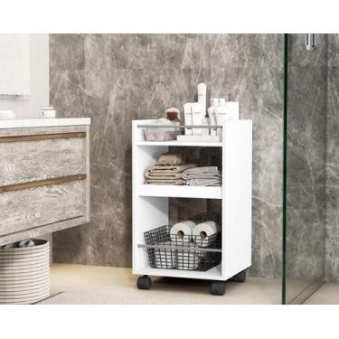 Imagem de Armário Organizador Amora Com Rodizio cor Branco - JM Casa dos Móveis