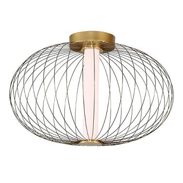 Imagem de PLAFON LANTERNA DOURADO E BRANCO (D)40CM (A)25CM 1X12W 3000K 600LM