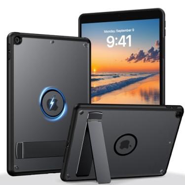 Imagem de BENTOBEN Capa magnética para iPad 9ª geração, capa para iPad 10.2 2021/2020/2019 com design de suporte, fina, translúcida, fosca, à prova de choque, capa de tablet fofa para meninas e meninos, preta