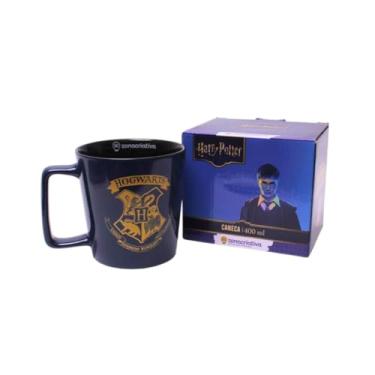 Imagem de Zona Criativa Caneca Hogwarts, 400ml, Preta com Detalhes Dourados, Licenciada Harry Potter