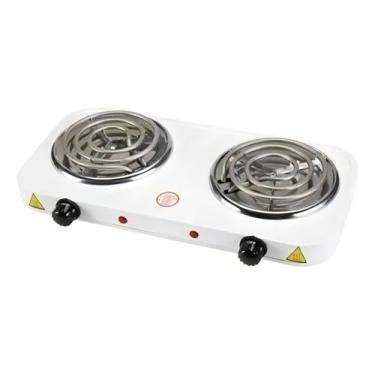 Imagem de Fogão Elétrico Fogareiro Portátil Cooktop 2 Bocas 2000w 127v (BRANCO)