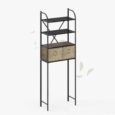 Imagem de Zhongma Armazenamento sobre o vaso sanitário de 4 camadas com 2 cestos, organizadores de banheiro de metal e armazenamento para pequenos espaços, ardósia e tecelagem