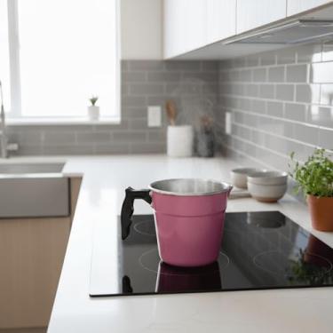 Imagem de Leiteira Fervedor 1,2L Canecão Caneco em Alumínio com Cabo Cores (Rosa)