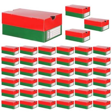 Imagem de 20 caixas de mini tênis para lembrancinhas de festa, 12 x 6 x 5 cm, vermelho e verde, mini caixa de presente esportiva pequena para doces, lanches de casamento, férias, Natal, festa de aniversário (40