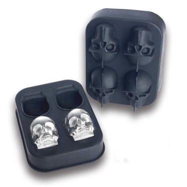 Imagem de Forma para Gelo Silicone Bola Redondo Bar Esferas Whisky Bebida (Preto -4 esfera caveira)