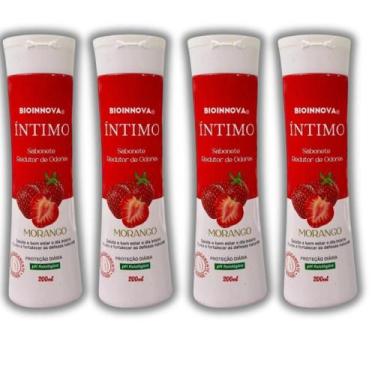 Imagem de Kit 4 Sabonetes Intimo Morango BioInnova 200 ml