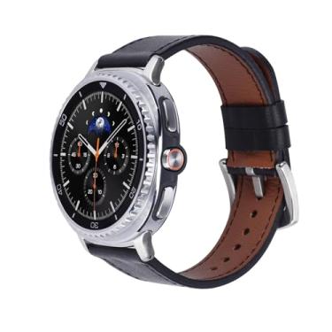 Imagem de Pulseiras de couro compatíveis com Samsung Galaxy Watch 8 de 40 mm/44 mm Watch8 Classic de 46 mm para mulheres e homens (preto)
