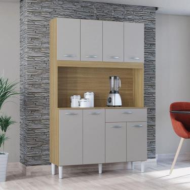 Imagem de Cozinha Compacta 8 Portas 1 Gaveta Cássia Poquema Damasco/off White