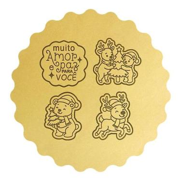 Imagem de Kit 4 Cortadores Natal Ursinho Rena Árvore Frase - DOCE IMPRESSO, 12cm