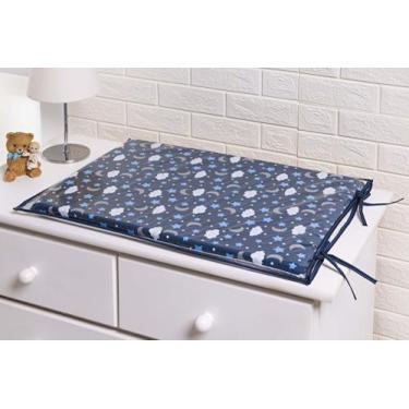 Imagem de Trocador para comoda de Bebê Lua Azul Marinho Estrelinhas Viés Marinho