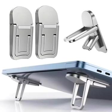 Imagem de Suporte para mini laptop, portátil, dobrável e leve, ergonômico, com refrigeração ventilada, serve para notebooks e teclados de 10 a 17,3 polegadas, prata