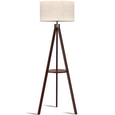 Imagem de Lâmpada LEPOWER Tripod Luminária de piso de madeira com prateleira, so