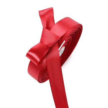 Imagem de Fita de cetim bordô de 1,5 cm x 50 m para embrulho de presente, projetos de artesanato, decoração de casamento, buquê de flores, laços de cabelo