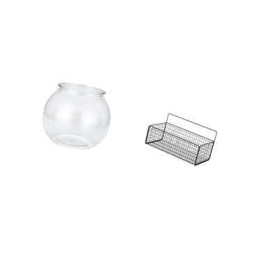Imagem de Fenteer Aquário Pequeno Transparente, Enfeite Doméstico Transparente, Tigela de Peixe, Vaso, Mesa, Quarto, Sala de Estar, Decoração de Casa, Cestas Suspensas