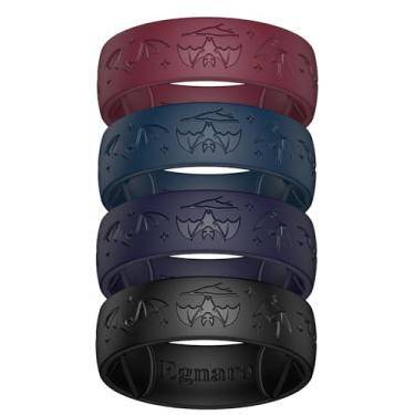 Imagem de Egnaro Anéis de casamento masculinos de silicone, pulseiras de noivado de borracha com gravação de 8,5 mm de largura, 2,5 mm de espessura, pacote múltiplo para treino, viagem, academia