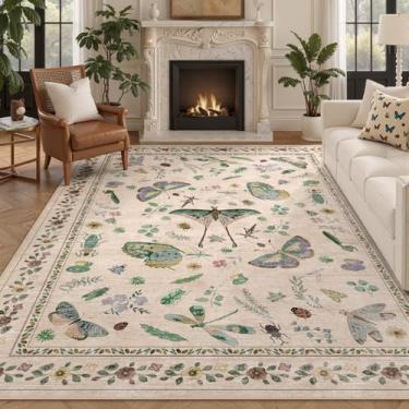 Imagem de Tapetes para sala de estar com estampa de insetos - Tapete macio sem seda resistente a manchas para quarto, tapete ultrafino lavável à máquina para sala de jantar, berçário infantil, escritório (2,8 x