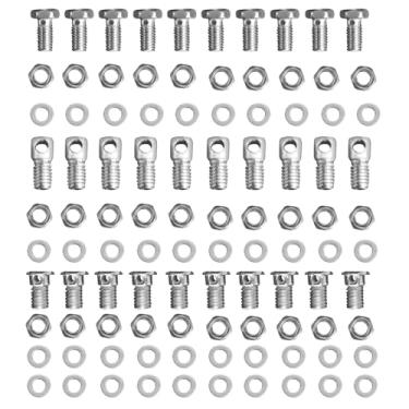 Imagem de Xmomx Grampo regulador de cabo de bicicleta 10 peças cada 3 tipos porcas ajustadoras de parafuso de bicicleta arruela cabo âncora parafuso de parada de fio para BTT Road Mountain Bike (total de 30