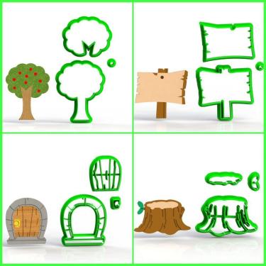Imagem de Cortador Kit Bosque Encantado Floresta Promoção Do Dia 4 Modelos Tamanho 5 Cm
