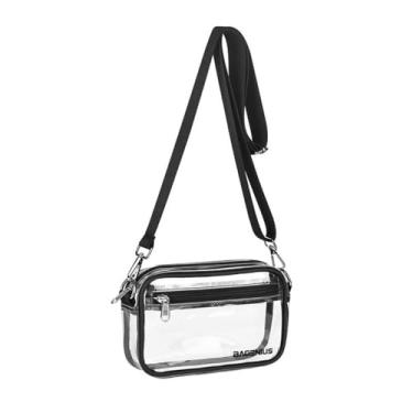 Imagem de Bolsa mensageiro transparente PVC chique alça macia transparente bolsa transversal casual transparente bolsa estádio (preto)