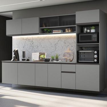 Imagem de Armário De Cozinha Completa Suspenso 300cm Cinza