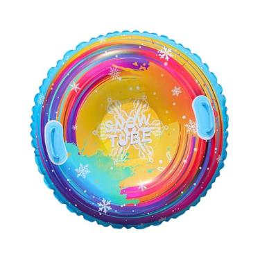 Imagem de Baoblaze Câmara de neve inflável, trenó inflável, ao ar livre, câmara de esqui anti-tombamento com alças para férias, esqui, esportes, festa de inverno, Amarelo