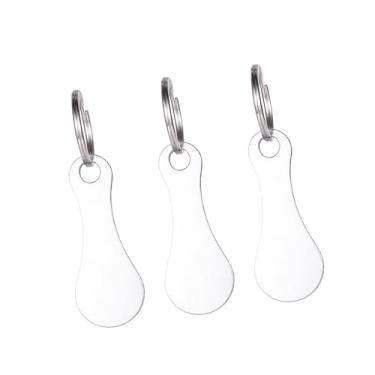 Imagem de Luwecf Chaveiro com 3 Peças para Carrinho de Compras, Chaveiro para Carrinho de Supermercado, Gancho para Chave, Chave de aço Inoxidável, Fichas para Carrinh, Prata