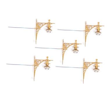 Imagem de JunZheHub Conjunto de 5 Peças de Luminárias de Parede em Miniatura, Acessórios para Modelismo, Decoração de Micro Paisagem DIY, Ouro, Tamanho real