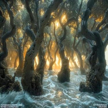 Imagem de Quadro Decorativo Natureza Raízes e Sol Painel de Parede Arte Moderna 30x30cm