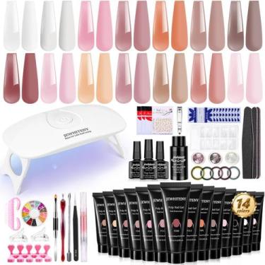 Imagem de Kit de unhas Poly Extension Gel JEWHITENY Poly Gel 14 unidades com lâm