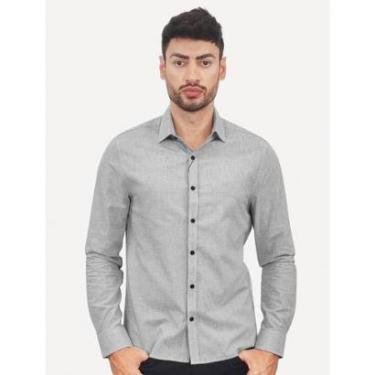 Imagem de Camisa Calvin Klein Jeans Masculina Slim Tela Algodão Cinza Mescla-Masculino