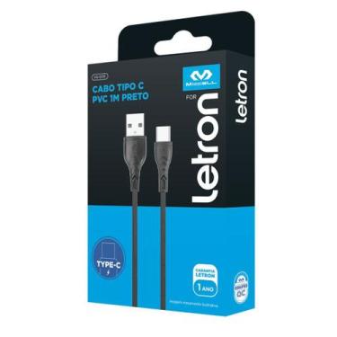 Imagem de Cabo Usb Tipo C 18w Pvc 1m Preto Vq-d135 Letron - Leonora